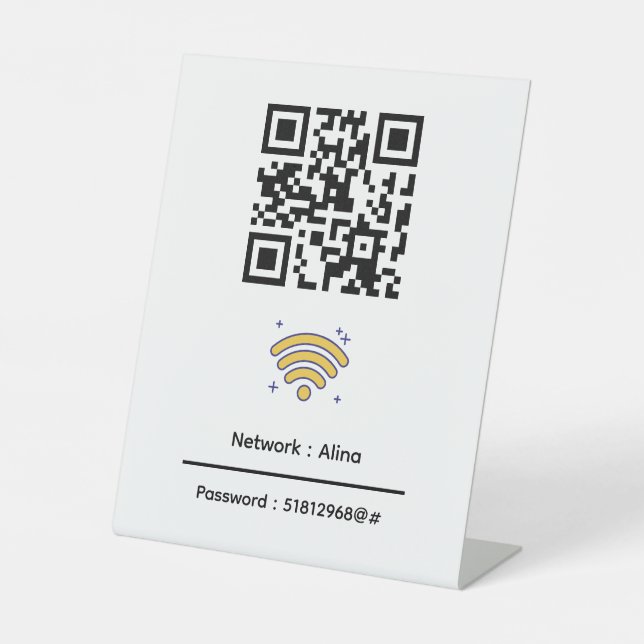 Expositor En L Código QR Wifi personalizado | Moderno contraseña  (Anverso)