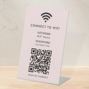 Expositor En L Código QR Wifi   Red Password Rubor Pink