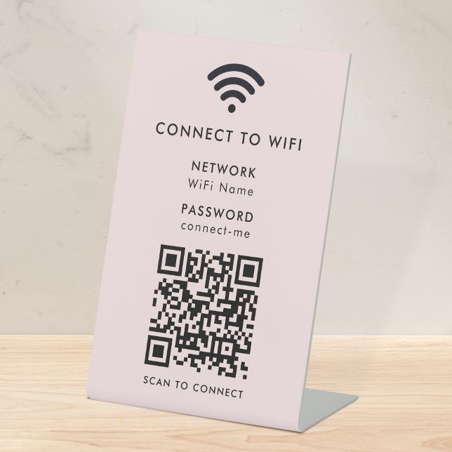 Expositor En L Código QR Wifi | Red Password Rubor Pink (Subido por el creador)