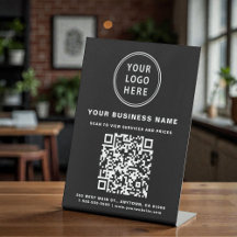 Código QR y logotipo de empresa negro
