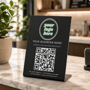 Expositor En L Código QR y logotipo de la empresa