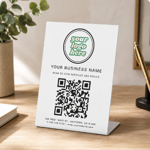 Expositor En L Código QR y logotipo de la empresa