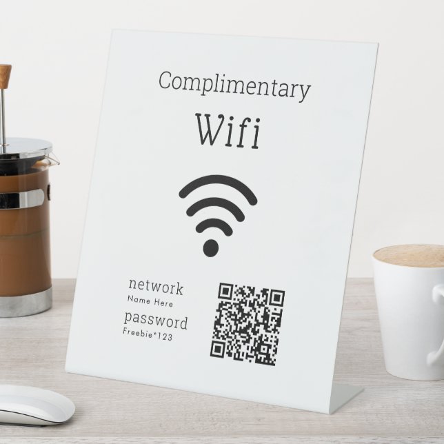 Expositor En L Código Wifi Gratuito Negro & Blanco Personalizado (In Situ)