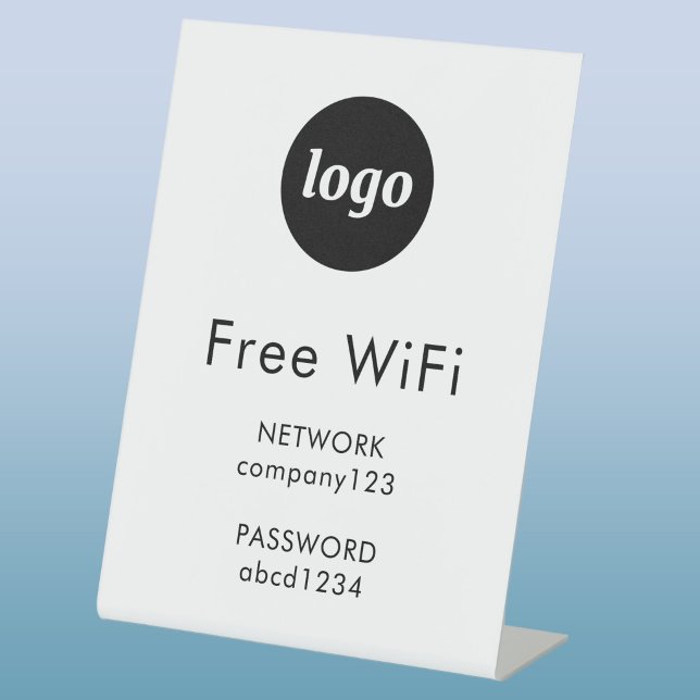Expositor En L Código WiFi Logo Negocio Internet (Simple logo with custom text business branding promotional wifi code password pedestal sign)