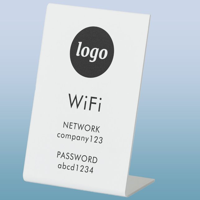 Expositor En L Código WiFi Logo Negocio Internet (Modern minimalist business logo WiFi code network password pedestal sign)