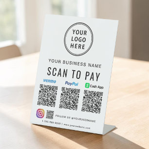 Expositor En L Códigos QR de Logo Paypal Venmo CashApp Instagram
