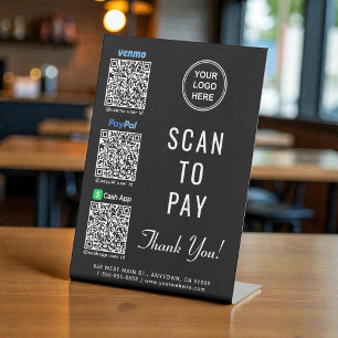 Expositor En L Códigos QR de Venmo Paypal CashApp Logotipo Escane