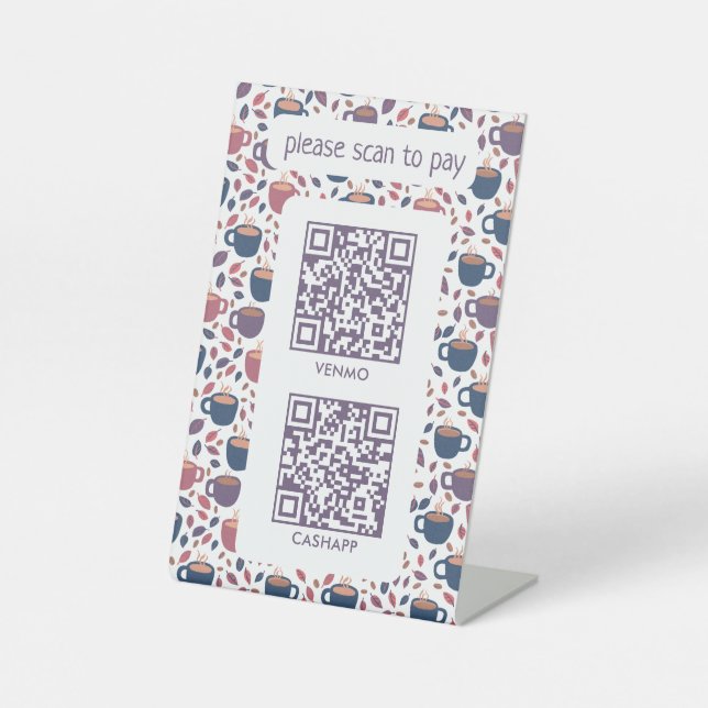 Expositor En L CÓDIGOS QR PARA PAGAR CON ESCANEO Cafetería de caf (Anverso)