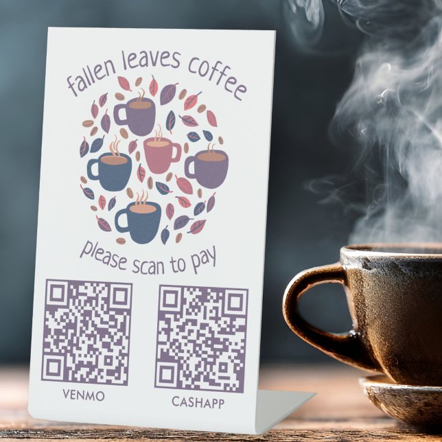 Expositor En L CÓDIGOS QR PARA PAGAR CON ESCANEO Cafetería de caf (SCAN TO PAY QR CODES Espresso Coffee Shop Pedestal Sign
)