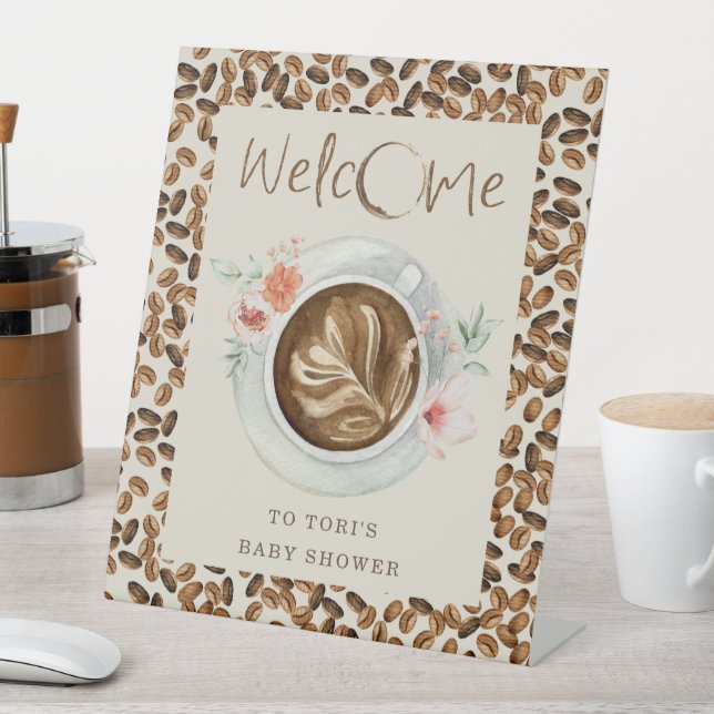 Expositor En L Coffee Beans Baby Shower Welcome Floral (In Situ)