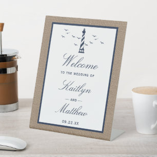 Expositor En L Colección de Bodas Burlap del faro náutico