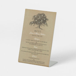 Expositor En L Colección de Bodas de roble antiguo vintage - Menú