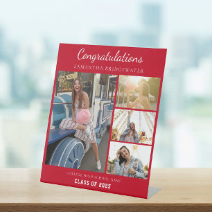 Expositor En L Collage de fotos de graduación 2026 Rojo Graduado 