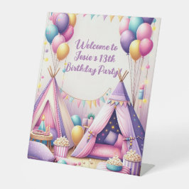 Expositor En L Colorido y encantador Teepee Birthday Sleepover Fi
