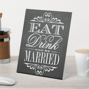 Expositor En L Comer, beber y casarse Boda de Chalkboard