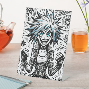 Expositor En L cómic anime alegre arte original blu_eyes black_a
