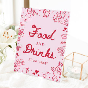 Expositor En L Comida y Bebidas Modernas de San Valentín Dibujada