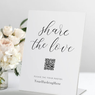 Expositor En L Comparte el Amor Letrero de Hashtag de Boda Eleg