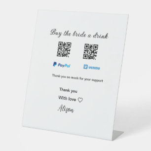 Expositor En L Compra a la novia una donación de bebidas QR Venmo