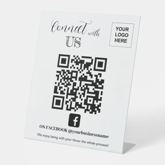 Expositor En L Conectar con nosotros código QR de Facebook (Anverso)