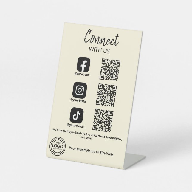 Expositor En L Conectar con nosotros código QR de Social Media (Anverso)