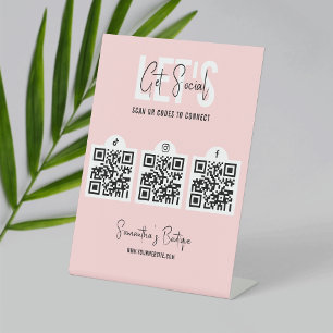 Expositor En L Conectarse Con Nosotros 3 Códigos QR Medios Social