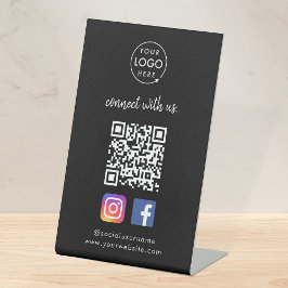 Expositor En L Conectarse con nosotros | Red social QR Code Black