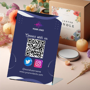 Expositor En L Conectarse con nosotros Social Media QR Code Tarje