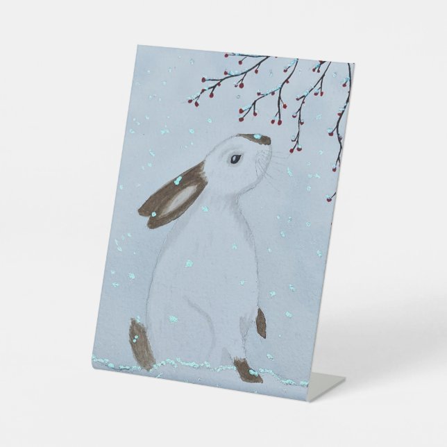 Expositor En L Conejo de conejo de invierno acuarela (Anverso)