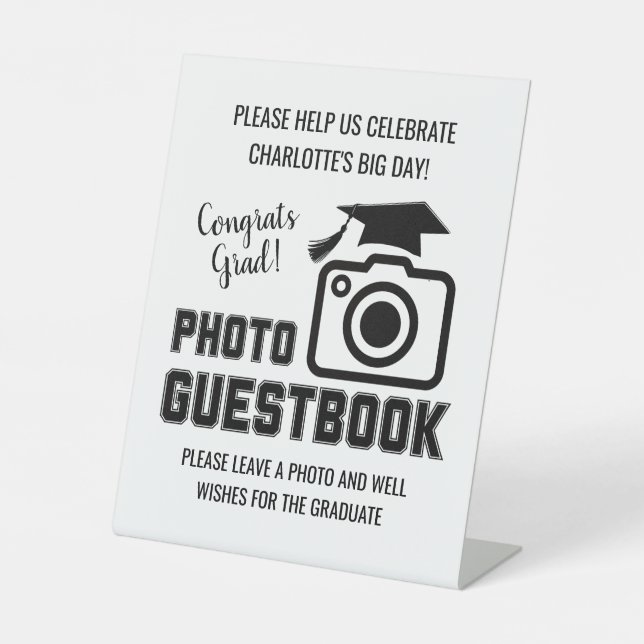 Expositor En L Congrats Grad Graduation Photo Guest Book (Anverso)