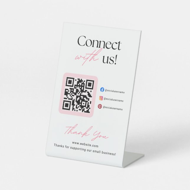 Expositor En L Connect With Us Social Media QR Code Business  (Anverso)