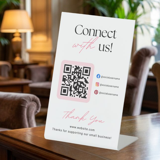 Expositor En L Connect With Us Social Media QR Code Business  (Subido por el creador)