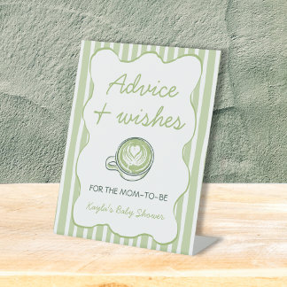 Expositor En L Consejos y Deseos Matcha Té Verde Baby Shower