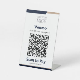 Expositor En L Contactless Checkout QR Code Scan to Pay Navy Gold