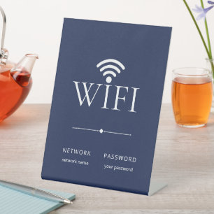 Expositor En L Contraseña de red WiFi elegante simple azul marino