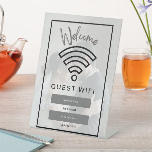 Expositor En L Contraseña de Wi-Fi de bienvenida de foto