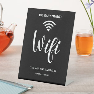 Expositor En L Contraseña de Wi-Fi simple Minimalista negra