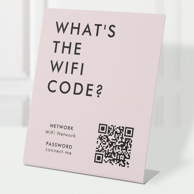 Expositor En L Contraseña de Wifi | ¿Cuál es el código WiFi? Pink (What's the WiFi Code? tabletop sign with QR code to connect seamlessly to your Wi-Fi)
