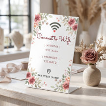 Contraseña Wifi de Negocios de Acuarela de Rosa Vi