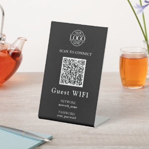 Expositor En L Contraseña WiFi moderna y red Código QR empresar
