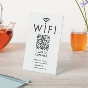 Expositor En L Contraseña Wifi personalizada y código QR de red