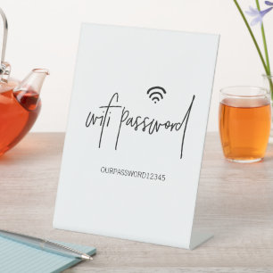 Expositor En L Contraseña WiFi Signo de pedestal Free Standing