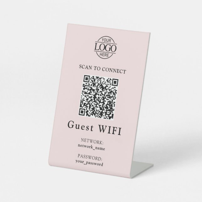 Expositor En L Contraseña Wifi Simple y Código QR de Red Empresar (Anverso)