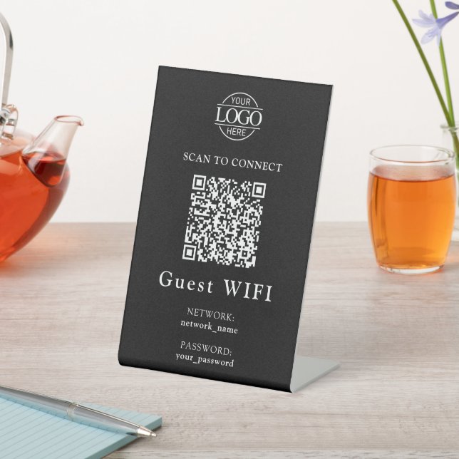 Expositor En L Contraseña Wifi Simple y Red | Código QR Empresari (In Situ)