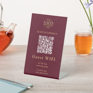 Expositor En L Contraseña Wifi simple y red Código QR empresari
