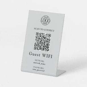 Expositor En L Contraseña Wifi Simple y Red Código QR Empresari