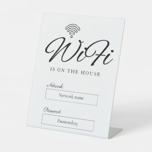 Expositor En L Contraseña Wifi y Rótulo Pedestal de red
