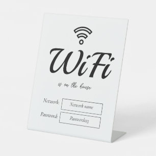 Expositor En L Contraseña Wifi y Rótulo Pedestal de red