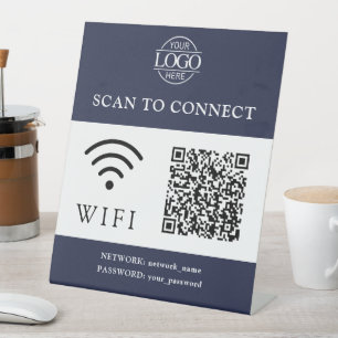 Expositor En L Contraseña y red Wifi modernas Código QR Logo