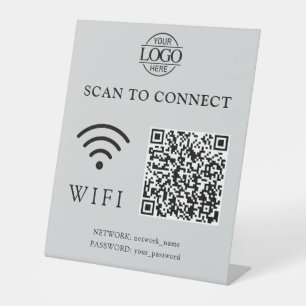 Expositor En L Contraseña y red Wifi modernas Código QR Logo